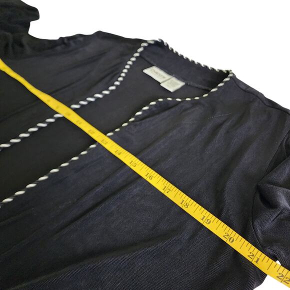 Chicos Travelers Womens Vintage Cardigan Size US Large Black Braided Hem Travel - Picture 9 of 10